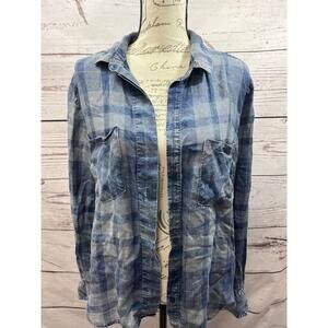 Cloth Stone Blue Jean Looking Button Down Long‎ Sleeve Shirt Large